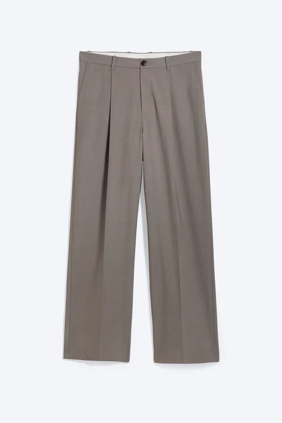 Pantalones de traje holgados Uno – Beige oscuro jaspeado Pantalones de traje holgados Uno – Beige oscuro jaspeado
