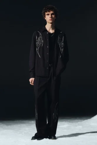 Pantalones de traje holgados Uno con bordados – Negro bordado