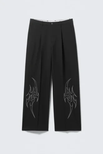 Pantalones de traje holgados Uno con bordados – Negro bordado