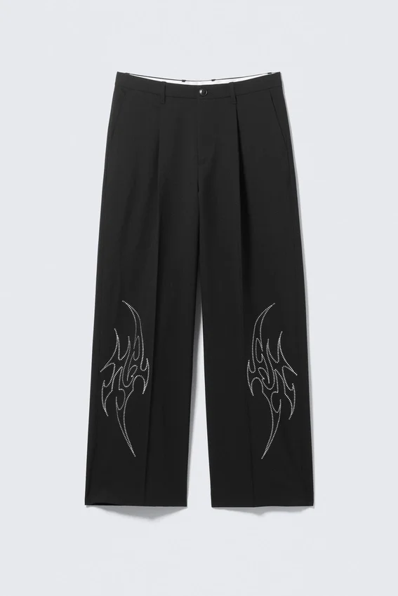 Pantalones de traje holgados Uno con bordados – Negro bordado Pantalones de traje holgados Uno con bordados – Negro bordado