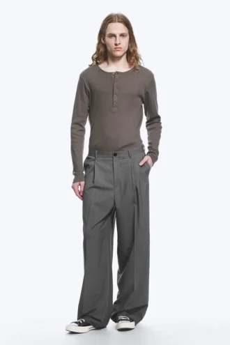 Pantalones de traje holgados Uno – Gris oscuro jaspeado
