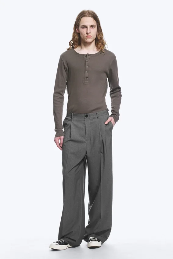 Pantalones de traje holgados Uno – Gris oscuro jaspeado Pantalones de traje holgados Uno – Gris oscuro jaspeado