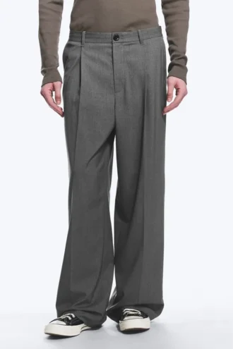 Pantalones de traje holgados Uno – Gris oscuro jaspeado