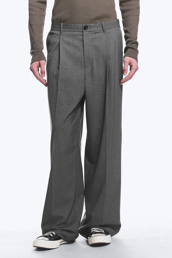 Pantalones de traje holgados Uno – Gris oscuro jaspeado Pantalones de traje holgados Uno – Gris oscuro jaspeado