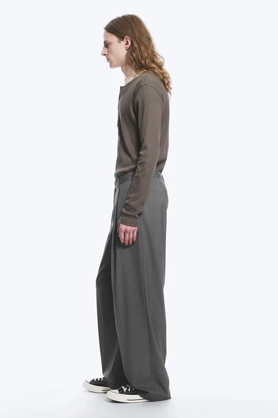 Pantalones de traje holgados Uno – Gris oscuro jaspeado Pantalones de traje holgados Uno – Gris oscuro jaspeado