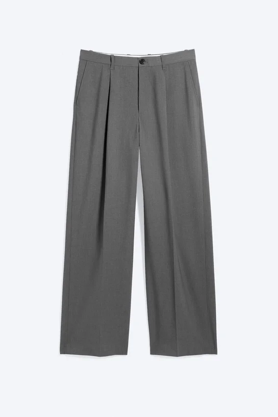 Pantalones de traje holgados Uno – Gris oscuro jaspeado Pantalones de traje holgados Uno – Gris oscuro jaspeado