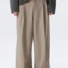 Pantalones de traje plisados de corte holgado Nate – Beige jaspeado a rayas Pantalones de traje plisados de corte holgado Nate – Beige jaspeado a rayas