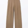 Pantalones de traje plisados de talle bajo – Gris topo Pantalones de traje plisados de talle bajo – Gris topo