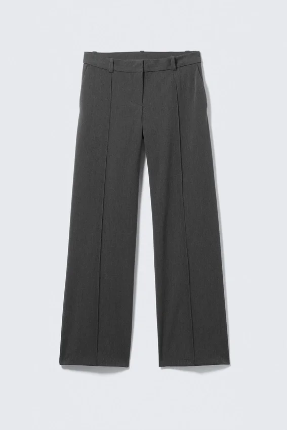 Pantalones de traje rectos de talle bajo – Gris oscuro jaspeado Pantalones de traje rectos de talle bajo – Gris oscuro jaspeado