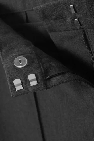 Pantalones de traje rectos de talle bajo – Gris oscuro jaspeado