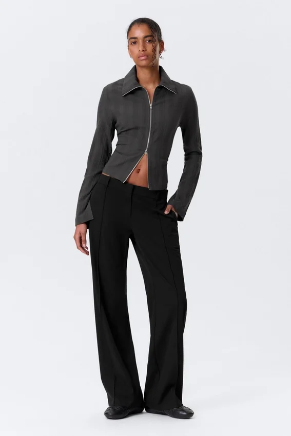 Pantalones de traje rectos de talle bajo – Negro Pantalones de traje rectos de talle bajo – Negro