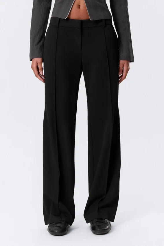 Pantalones de traje rectos de talle bajo – Negro Pantalones de traje rectos de talle bajo – Negro