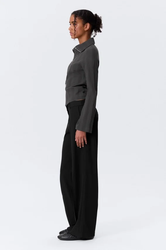 Pantalones de traje rectos de talle bajo – Negro Pantalones de traje rectos de talle bajo – Negro