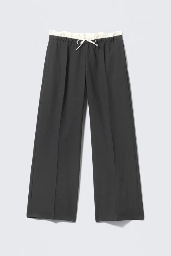 Pantalones de traje sin cremallera de talle medio – Gris oscuro Pantalones de traje sin cremallera de talle medio – Gris oscuro