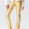 Pantalones elásticos acampanados de talle bajo – Amarillo claro – Estampado floral Pantalones elásticos acampanados de talle bajo – Amarillo claro – Estampado floral