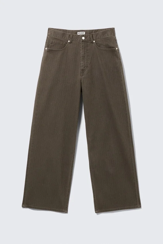Pantalones estructurados de talle medio y corte holgado Astro Loose Baggy – Marrón oscuro Pantalones estructurados de talle medio y corte holgado Astro Loose Baggy – Marrón oscuro