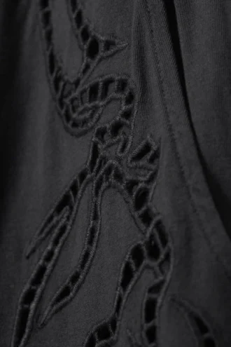 Pantalones holgados con bordado inglés – Gris oscuro