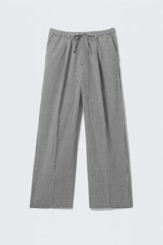 Pantalones holgados de algodón a cuadros – Cuadros blancos y negros