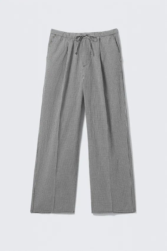 Pantalones holgados de algodón a cuadros – Cuadros blancos y negros Pantalones holgados de algodón a cuadros – Cuadros blancos y negros