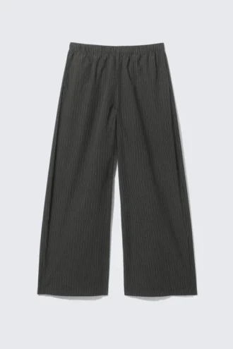 Pantalones holgados de algodón de talle bajo – Rayas negras