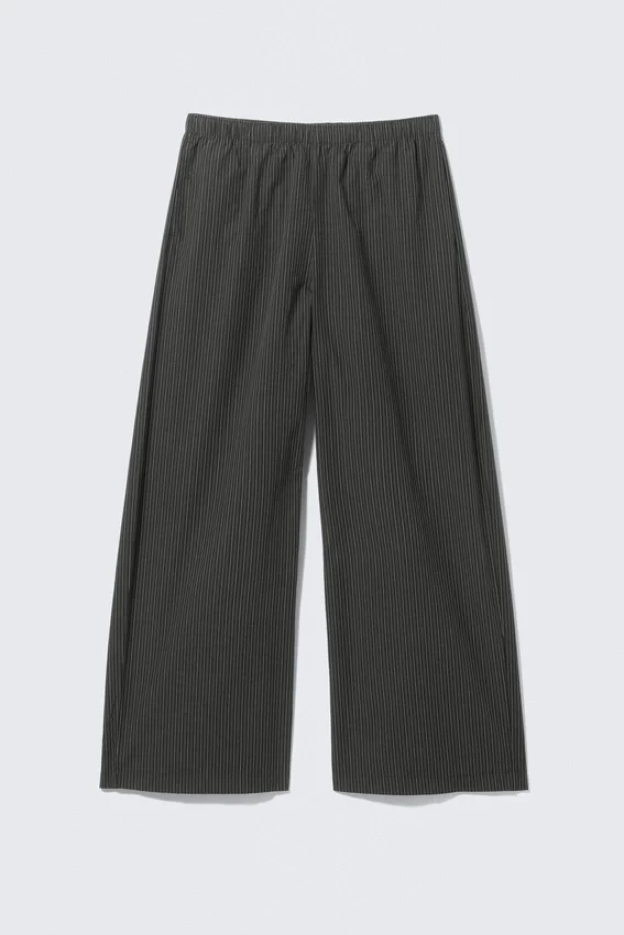 Pantalones holgados de algodón de talle bajo – Rayas negras Pantalones holgados de algodón de talle bajo – Rayas negras