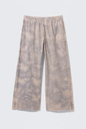 Pantalones holgados de algodón decolorado – Cuadros azules – Efecto decolorado