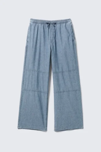 Pantalones holgados de cambray – Azul lavado
