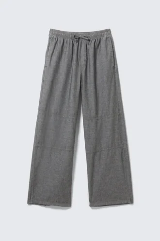 Pantalones holgados de cambray – Negro jaspeado