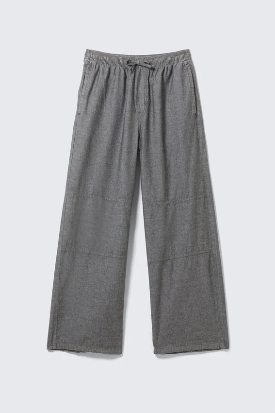 Pantalones holgados de cambray – Negro jaspeado Pantalones holgados de cambray – Negro jaspeado