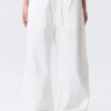 Pantalones holgados de cintura baja y lavado desgastado – Blanco Pantalones holgados de cintura baja y lavado desgastado – Blanco