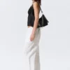 Pantalones holgados de cintura baja y lavado desgastado – Blanco Pantalones holgados de cintura baja y lavado desgastado – Blanco