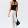 Pantalones holgados de cintura baja y lavado desgastado – Blanco Pantalones holgados de cintura baja y lavado desgastado – Blanco