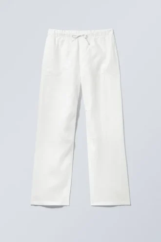Pantalones holgados de lino – Blanco roto