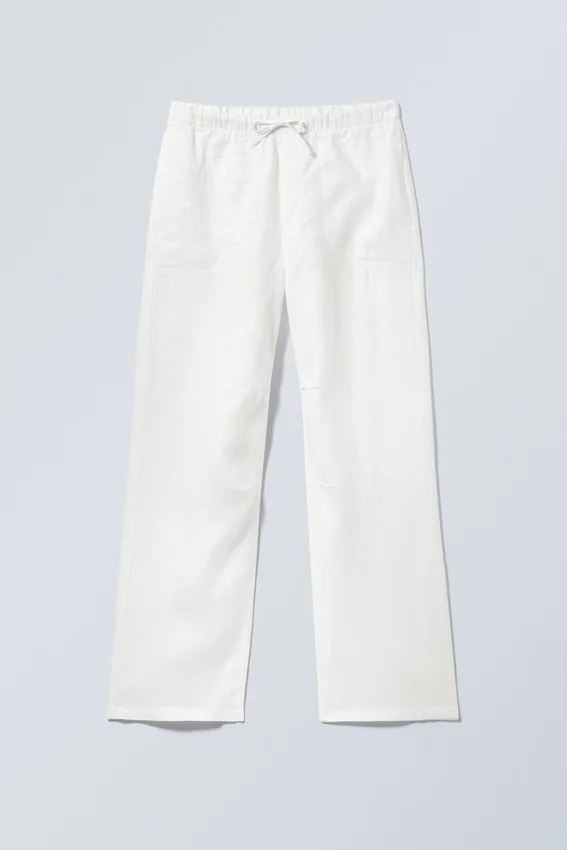 Pantalones holgados de lino – Blanco roto Pantalones holgados de lino – Blanco roto