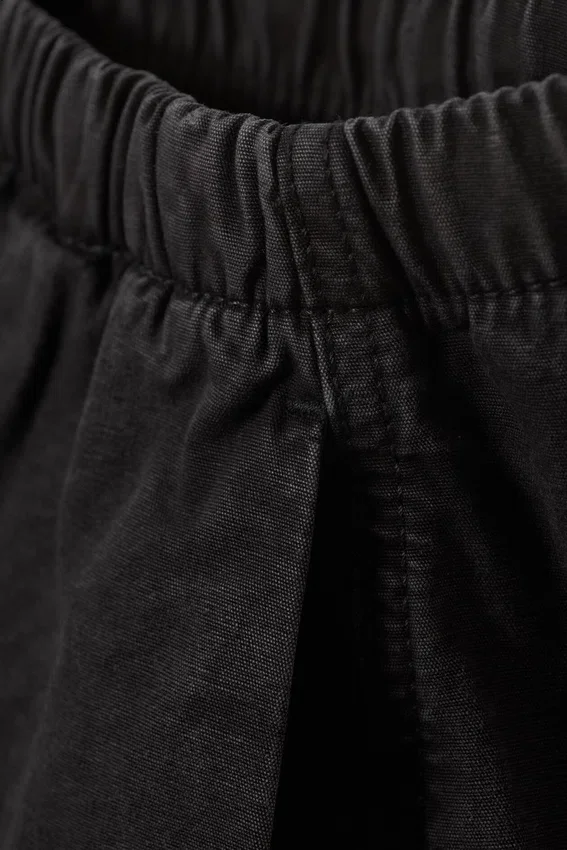Pantalones holgados de lona lavada de talle bajo – Negro lavado Pantalones holgados de lona lavada de talle bajo – Negro lavado