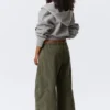 Pantalones holgados de lona lavada de talle bajo – Verde caqui oscuro lavado Pantalones holgados de lona lavada de talle bajo – Verde caqui oscuro lavado