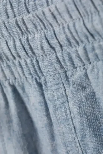 Pantalones holgados de mezcla de lino – Azul polvoriento jaspeado