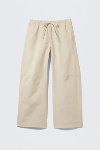 Pantalones holgados de ripstop lavado – Beige claro