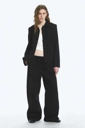 Pantalones holgados de ripstop lavado – Negro