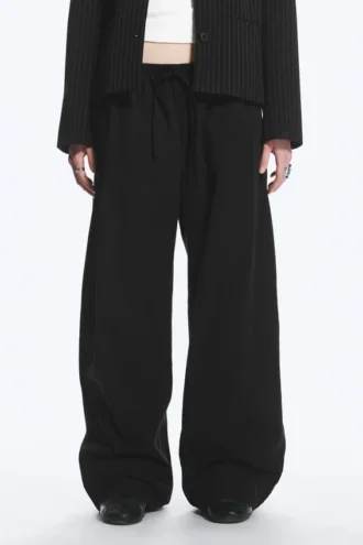 Pantalones holgados de ripstop lavado – Negro