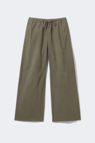 Pantalones holgados de ripstop lavado – Verde caqui