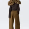 Pantalones holgados de talle bajo con tejido ripstop – Caqui oscuro Pantalones holgados de talle bajo con tejido ripstop – Caqui oscuro