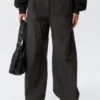 Pantalones holgados de talle bajo con tejido ripstop – Gris oscuro Pantalones holgados de talle bajo con tejido ripstop – Gris oscuro
