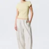 Pantalones holgados de talle bajo sin cremallera – Beige claro Pantalones holgados de talle bajo sin cremallera – Beige claro