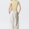 Pantalones holgados de talle bajo sin cremallera – Beige claro Pantalones holgados de talle bajo sin cremallera – Beige claro