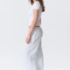 Pantalones holgados de talle bajo sin cremallera – Blanco – Rayas azules Pantalones holgados de talle bajo sin cremallera – Blanco – Rayas azules