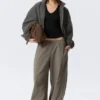 Pantalones holgados de talle bajo sin cremallera – Gris Pantalones holgados de talle bajo sin cremallera – Gris
