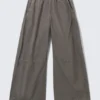 Pantalones holgados de talle bajo sin cremallera – Gris Pantalones holgados de talle bajo sin cremallera – Gris