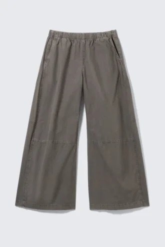 Pantalones holgados de talle bajo sin cremallera – Gris