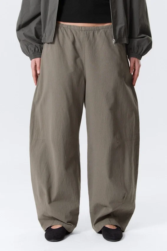Pantalones holgados de talle bajo sin cremallera – Gris Pantalones holgados de talle bajo sin cremallera – Gris